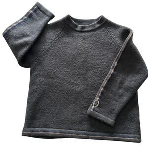 TWIST Sweater Brown Gray Striped Sleeve XL Wool Cotton Blend